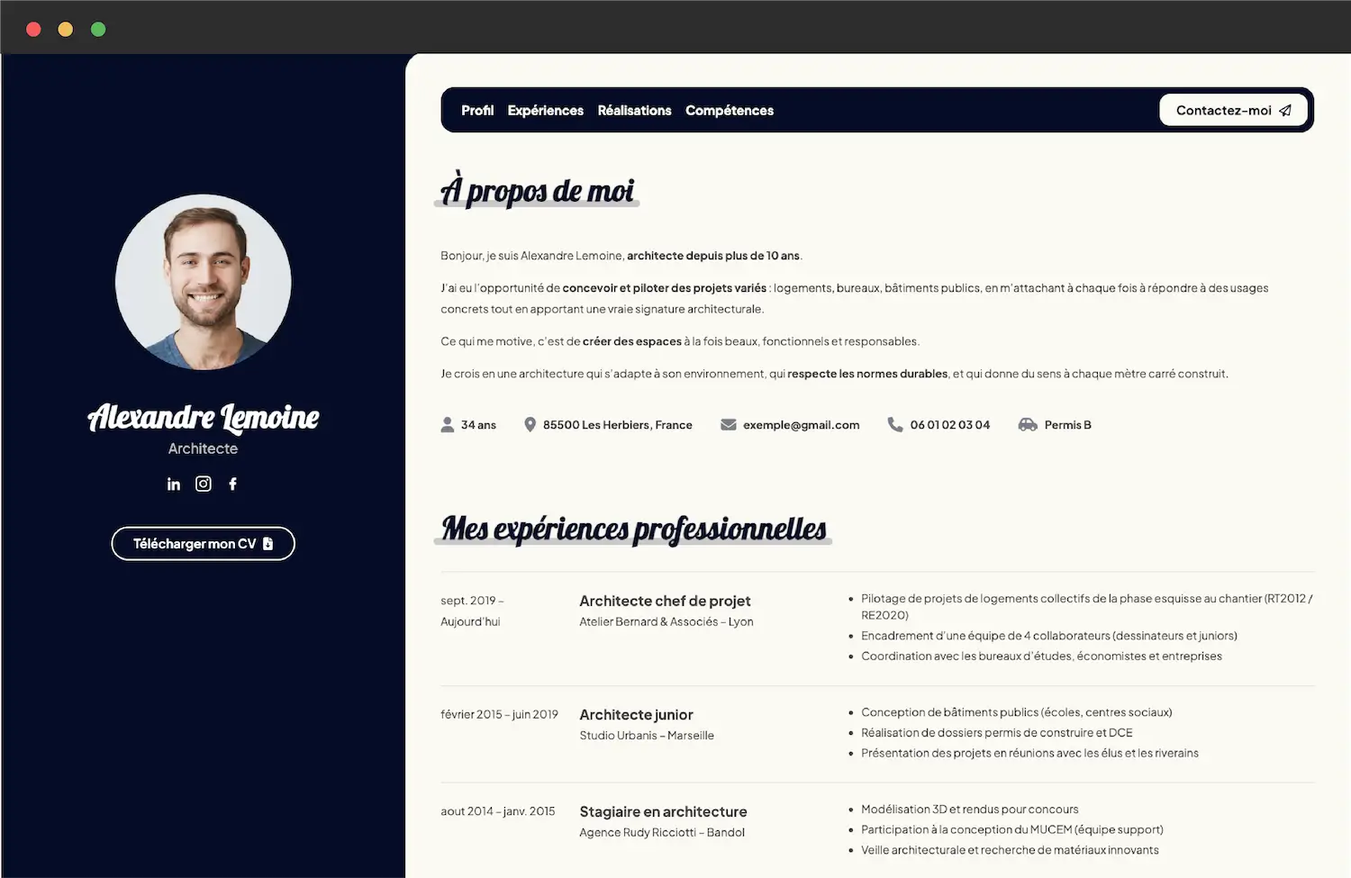 CV en ligne au format web